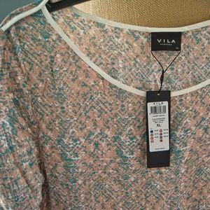 Vila "Vidazed" Tunic Mini Dress Pink, Green, Cream. NWT